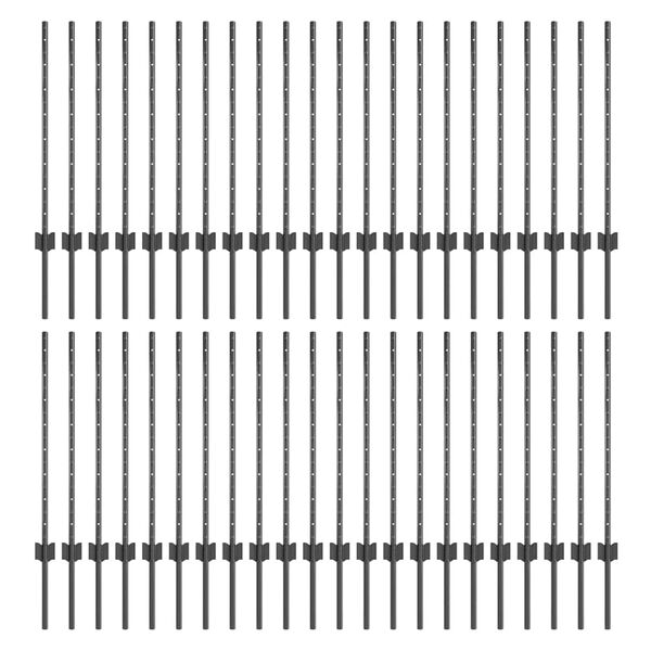 vidaXL Ograjni stebri 44 pcs Siva 120 cm Jeklo