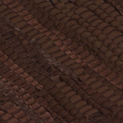 vidaXL Ročno pletena Chindi preproga iz usnja 160x230 cm rjava