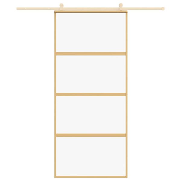 vidaXL Drsna vrata zlata 90x205 cm prozorno ESG steklo in aluminij