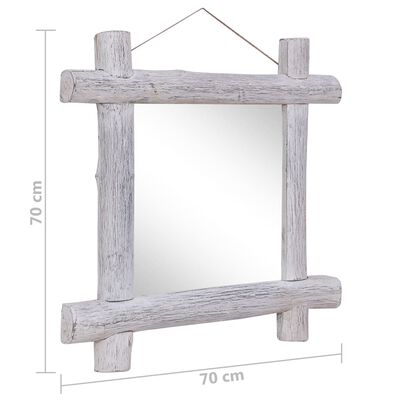 vidaXL Ogledalo iz lesa belo 70x70 cm trden predelan les