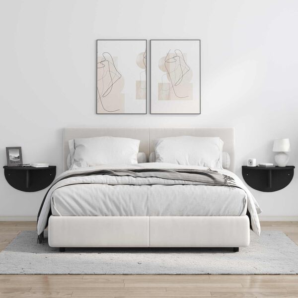 vidaXL Stenska polica Črna 48 x 24 x 24 cm Konstruiran les