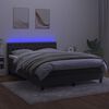 vidaXL Box spring postelja z vzmetnico LED temno siva 140x190 cm žamet