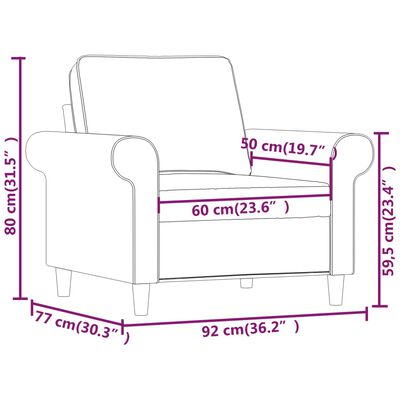 vidaXL Fotelj svetlo siv 60 cm blago