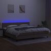 vidaXL Box spring postelja z vzmetnico LED taupe 200x200 cm blago