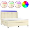 vidaXL Box spring postelja z vzmetnico LED krem 180x200cm umetno usnje