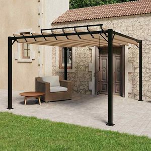 vidaXL Paviljon z re&scaron;etkasto streho 3x3 m taupe blago in aluminij