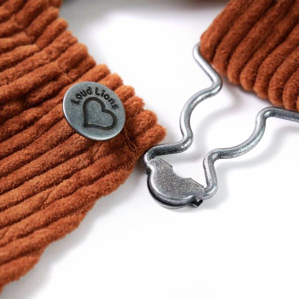 Otroška obleka rebrasti žamet konjak 104