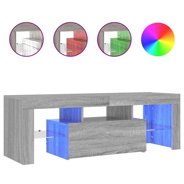 vidaXL TV omarica z LED lučkami siva sonoma 120x35x40 cm