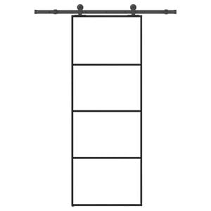 vidaXL Drsna vrata z opremo 76x205 cm ESG steklo in aluminij