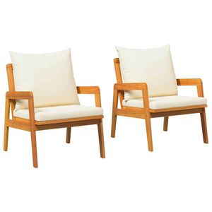 vidaXL Vrtni Stol z blazino 2 pcs Olje naravno Masiven les akacije
