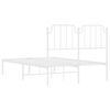 vidaXL Kovinski posteljni okvir z vzglavjem bel 120x190 cm