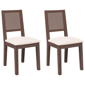 vidaXL Jedilni stoli z blazinami 2 kosa Brown Solid Wood Rubber
