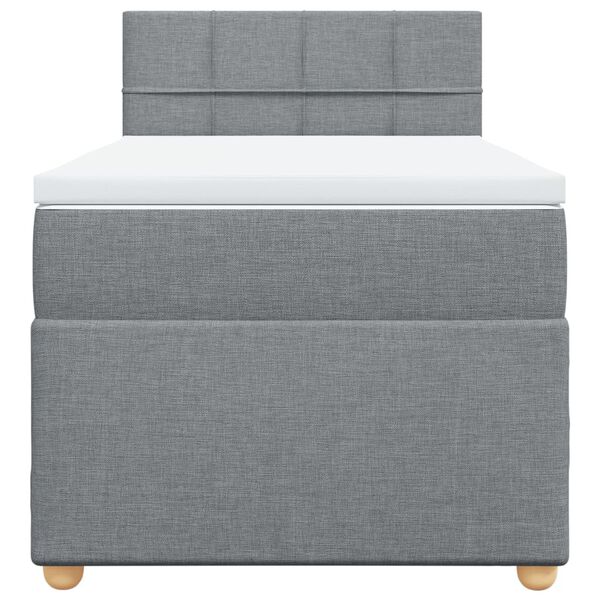 vidaXL Box spring postelja z vzmetnico svetlo siva 90x190 cm blago