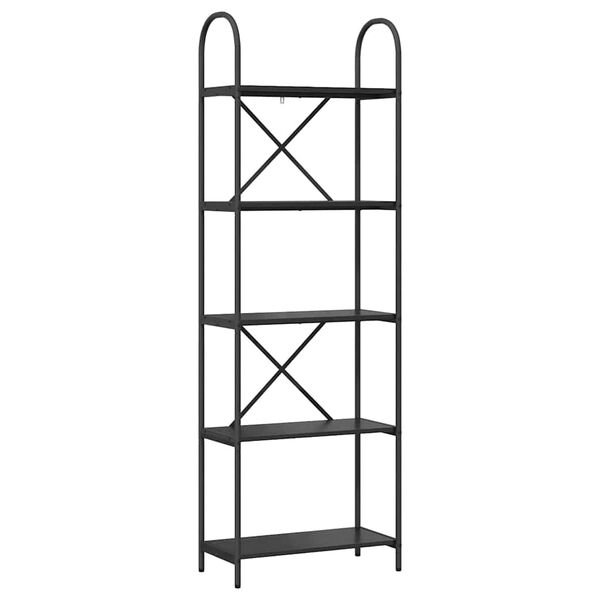 vidaXL Knjižna polica Črna Orehovina 60 x 30 x 183 cm Konstruiran les