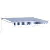vidaXL Vlečna tenda Modra in bela 3,5 x 2 m 100% poliester in aluminij