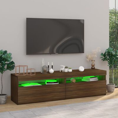 vidaXL TV omarica z LED lučkami 2 kosa rjavi hrast 75x35x40 cm
