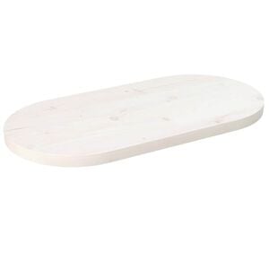 vidaXL Mizna plo&scaron;ča bela 60x30x2,5 cm trdna borovina ovalna