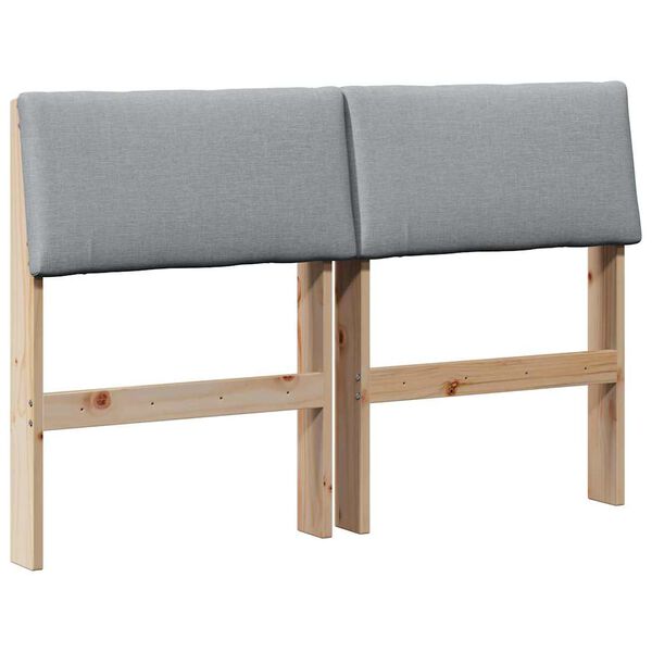 vidaXL Tapecirano vzglavje Svetlo siva 120 cm Masivno borovo les