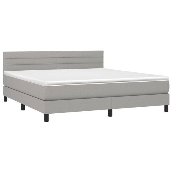 vidaXL Box spring postelja z vzmetnico svetlo siva 160x200 cm žamet