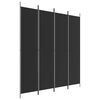 vidaXL Paravan 4-delni 200x220 cm črno blago