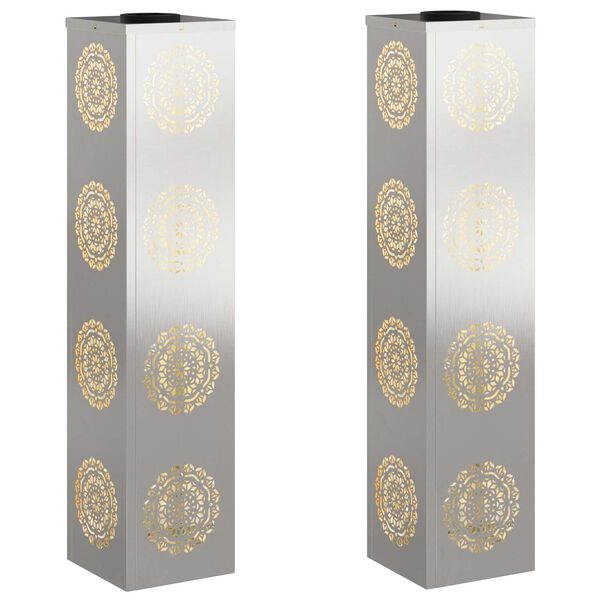 vidaXL Solarno LED svetilo za pot 2 pcs srebrna Nerjaveče jeklo