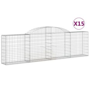 vidaXL Obokane gabion ko&scaron;are 15 kosov 300x30x80/100 cm cinkano železo