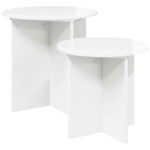 vidaXL Komplet stranskih mizic 2 kos Bela visok sijaj &Oslash; 45 x 45 cm
