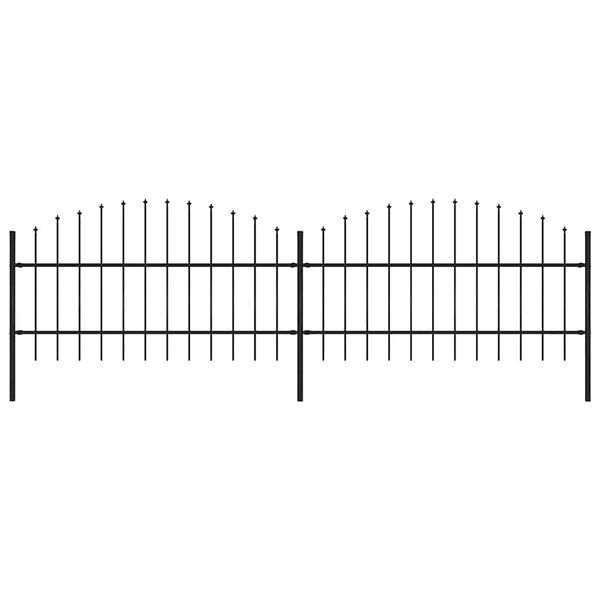 vidaXL Vrtna ograja s suličastim vrhom jeklo 359x100 cm črna