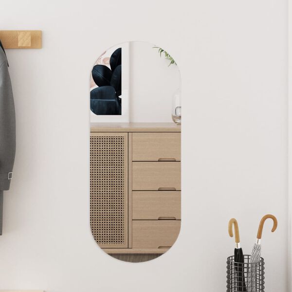 vidaXL Stensko ogledalo 25x60 cm stekleno ovalno