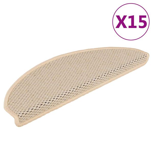 vidaXL Samolepilne preproge za stopnice sisal 15 kosov 65x21x4 cm