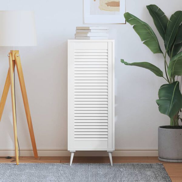 vidaXL Vrata za omarico z letvicami bela 99,3x39,4 cm trdna borovina