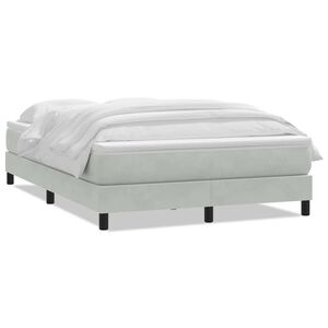 vidaXL Box Spring postelja z vzmetnico svetlo siva 160x220 cm žametna