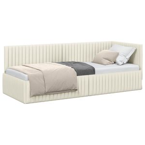 vidaXL Kotna postelja krema 80 x 200 cm Žamet