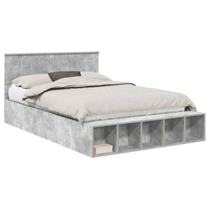 vidaXL Konstrukcija postelje s polico Betonsko siva 160 x 200 cm