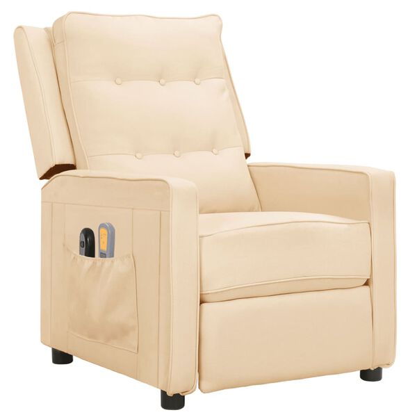 vidaXL Električni masažni stol krem blago