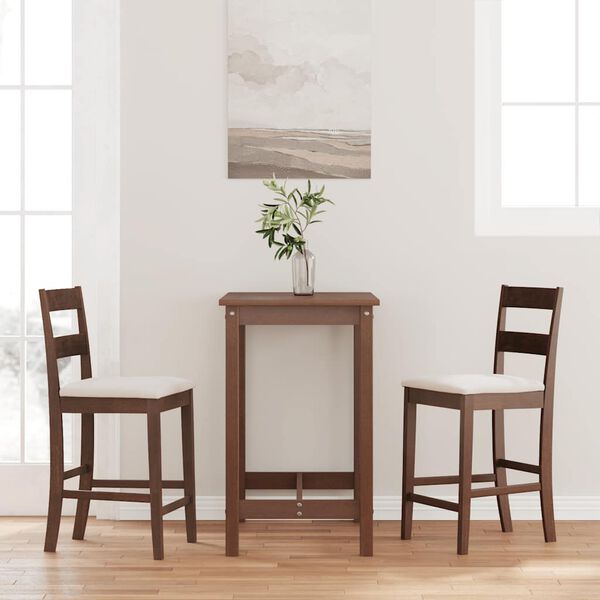 vidaXL Bar stoli z blazinami 2 kosa Brown Solid Wood Rubber
