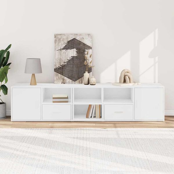 vidaXL Kotna omarica bela 200x40x45 cm iverna plošča