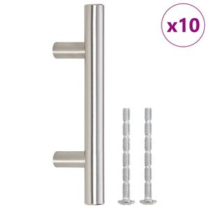 vidaXL Ročaji za omarico 10 kosov srebrna razdalja med luknjami 64 mm skupna dolžina 100 mm nerjaveče jeklo