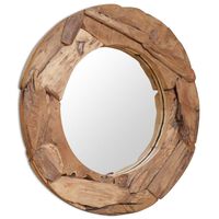 vidaXL Okrasno ogledalo tikovina 80 cm okrogle oblike