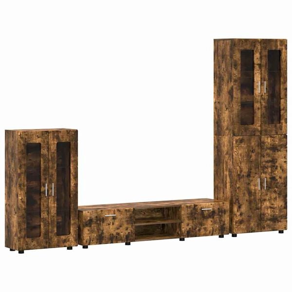 vidaXL Komplet TV omaric s polico FLORIN Dimljeni oreh Konstruiran les