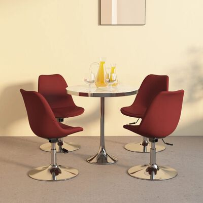 vidaXL Vrtljivi jedilni stoli 4 kosi vinsko rdeče blago