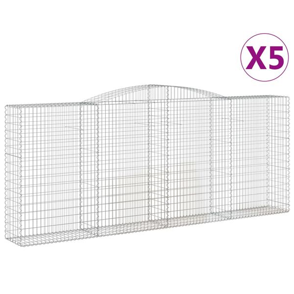 vidaXL Obokane gabion košare 5 kosov 400x50x160/180cm pocinkano železo