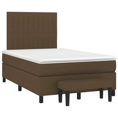 vidaXL Box spring postelja z vzmetnico temno rjava 120x190 cm blago