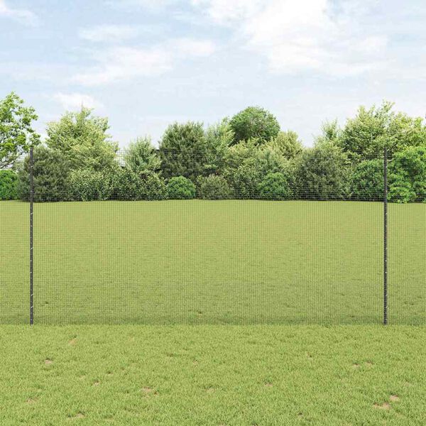 vidaXL Ograja s stebrom Siva 1,6 x 25 m Jeklo in PVC
