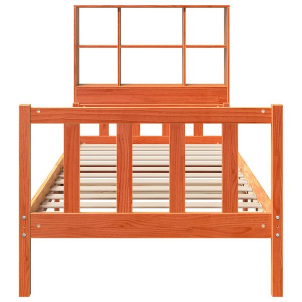 vidaXL Knjižna postelja brez vzmetnice vošč. rjava 75x190 cm trden les