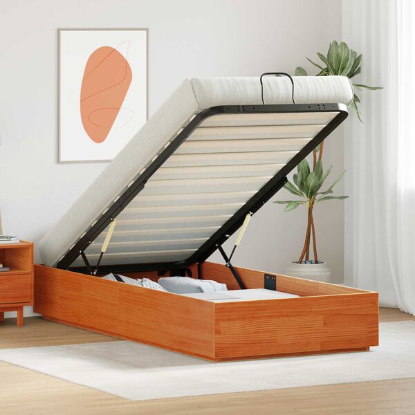 vidaXL Ottomanska postelja Voskan Rjava 80 x 200 cm Masivna borovina