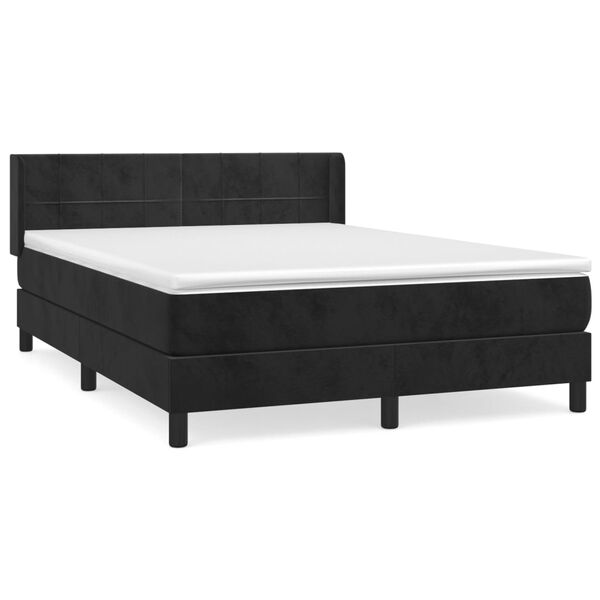 vidaXL Box spring posteljni z vzmetnico črn 140x190 cm žamet