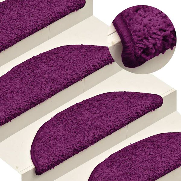 vidaXL Stopniščne preproge 30 kosov 56x17x3 cm roza polkrožne