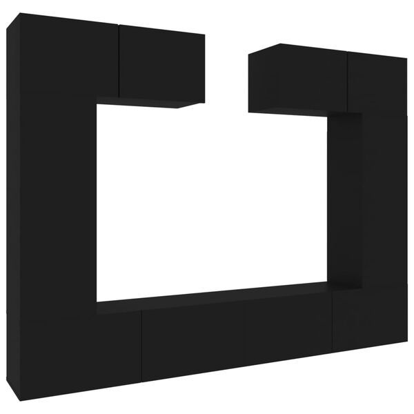 vidaXL Komplet TV omaric 6-delni črn inženirski les