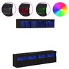 vidaXL TV stenske enote z LED 5 pcs Črna Orehovina 80 x 30 x 40 cm